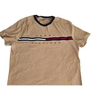 Tommy Hilfiger Mens Short Sleeve Crew Neck Shirt‎ Size Medium Brown Y2K Casual
